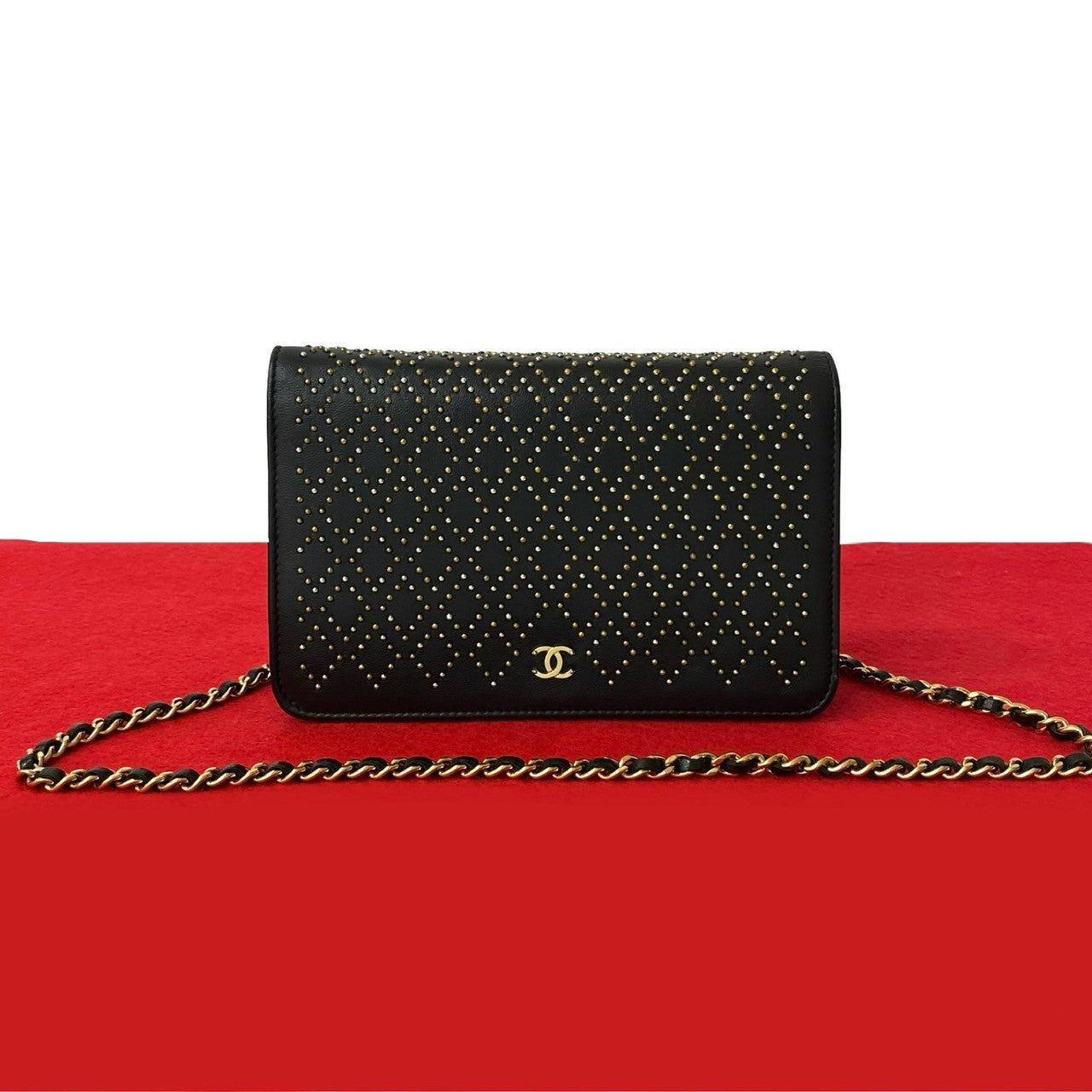 Chanel Grid Chain Wallet Leather 2way Wallet