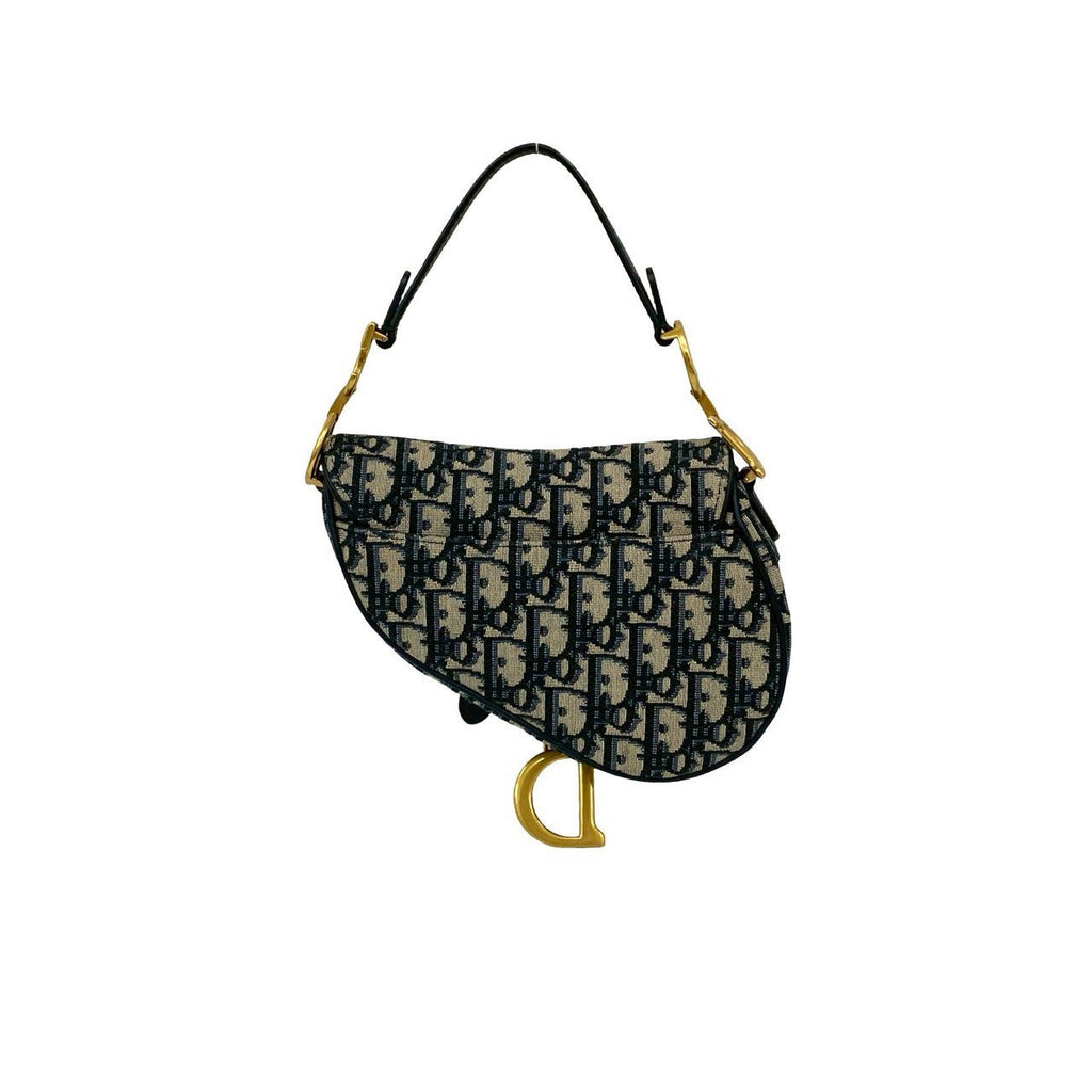 Christian Dior Saddle Bag Trotter Leather Canvas 2way Handbag