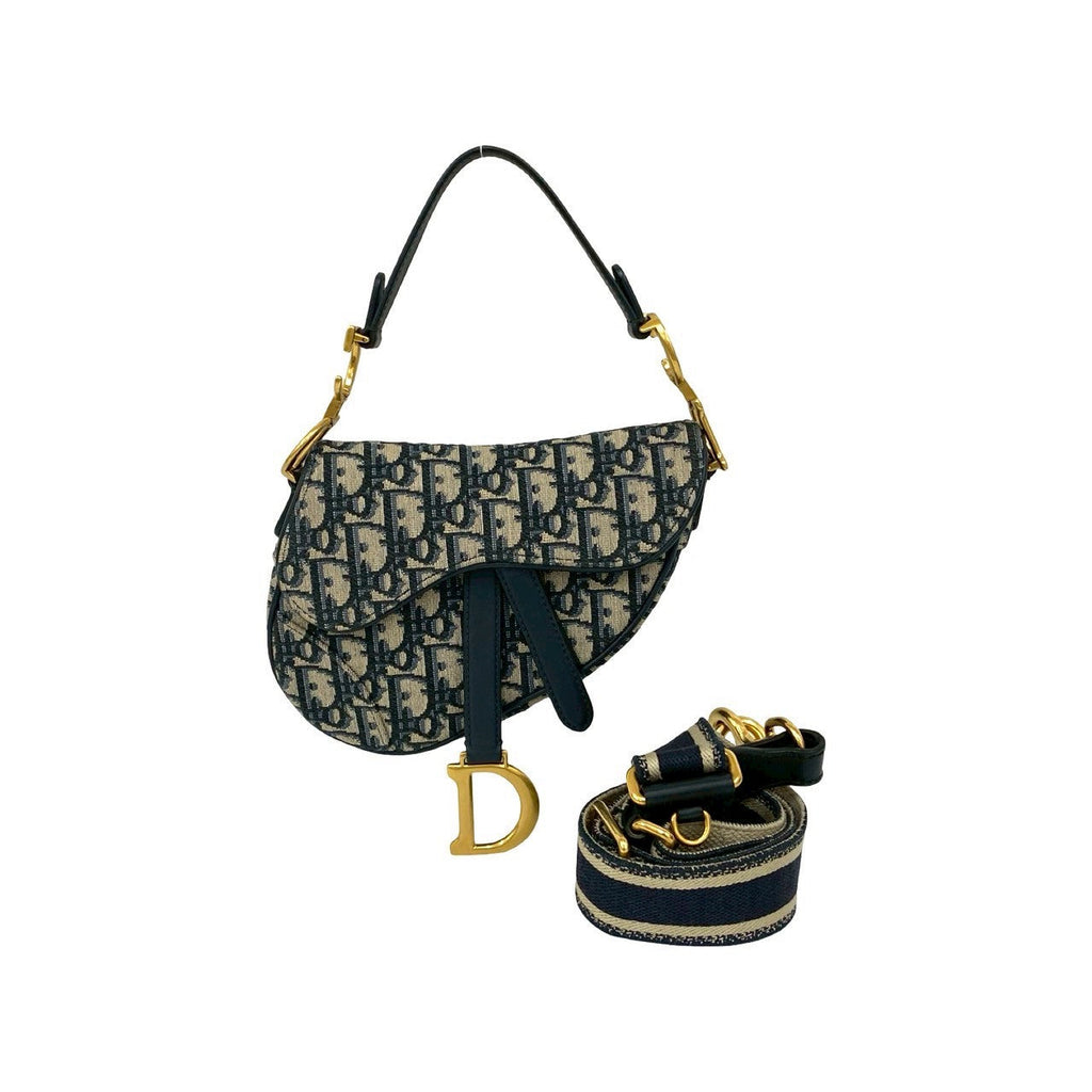 Christian Dior Saddle Bag Trotter Leather Canvas 2way Handbag