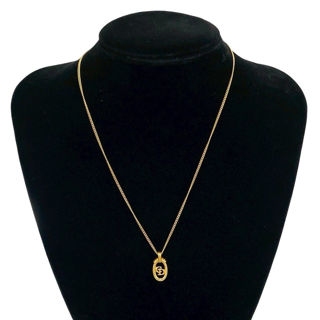 Christian Dior CD Logo 2way Necklace Earrings Set with Case