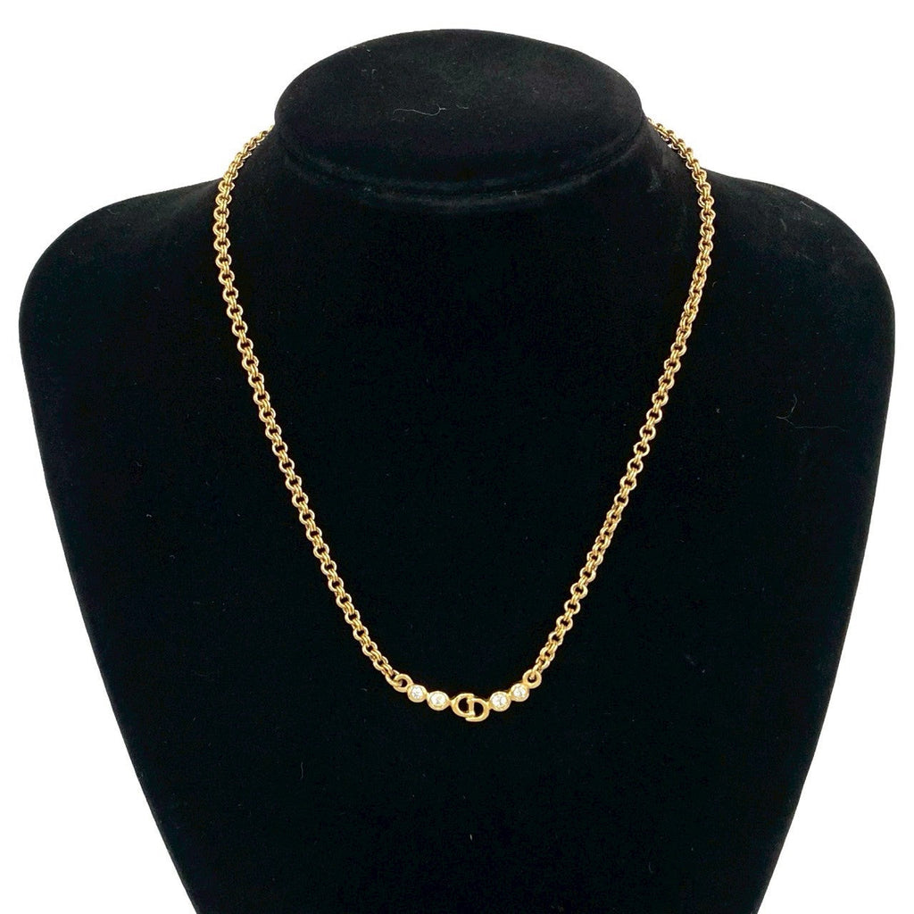 Christian Dior CD Logo Rhinestone Necklace