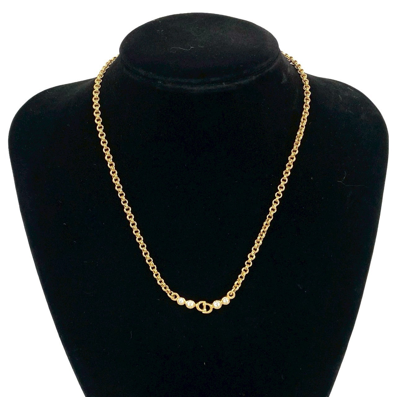Christian Dior CD Logo Rhinestone Necklace