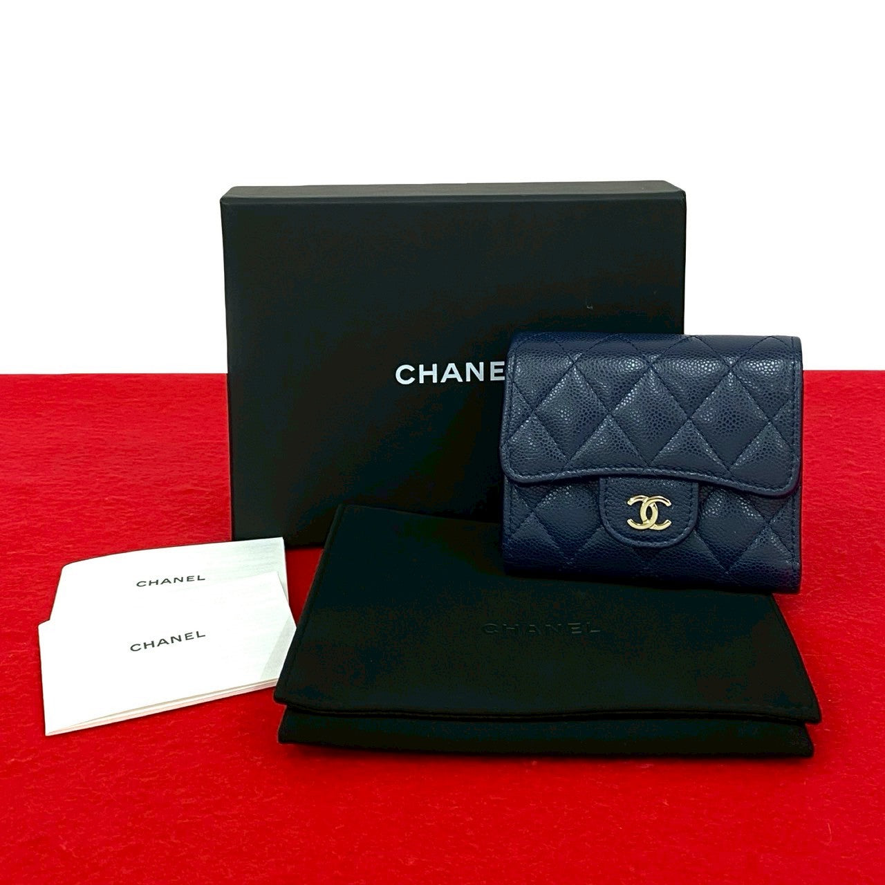 Chanel Matelassé Caviar Leather Trifold Wallet