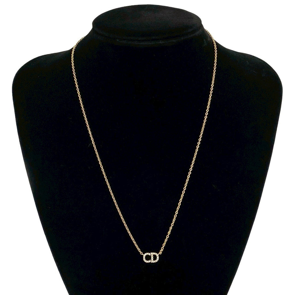 Christian Dior CD Logo Rhinestone Necklace