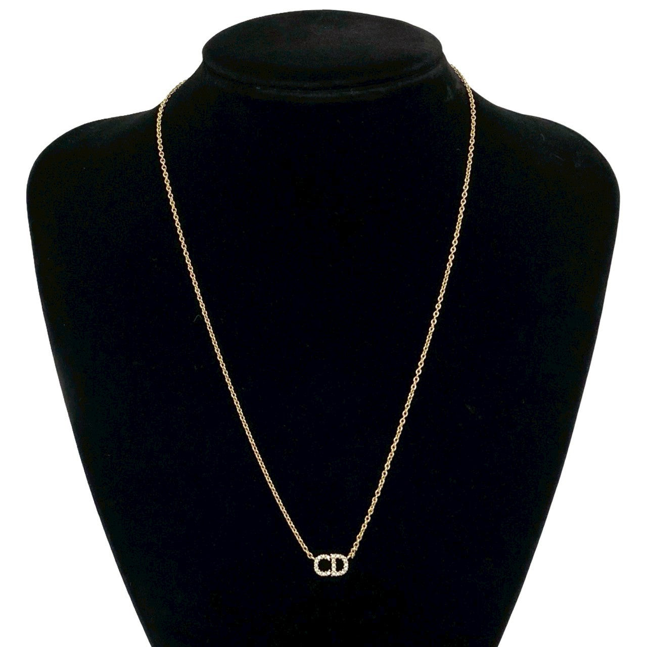 Christian Dior CD Logo Rhinestone Necklace