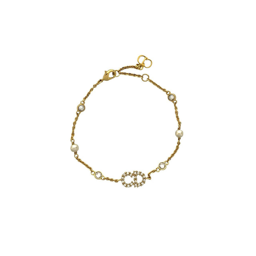 Christian Dior CD Logo Faux Pearl Bracelet