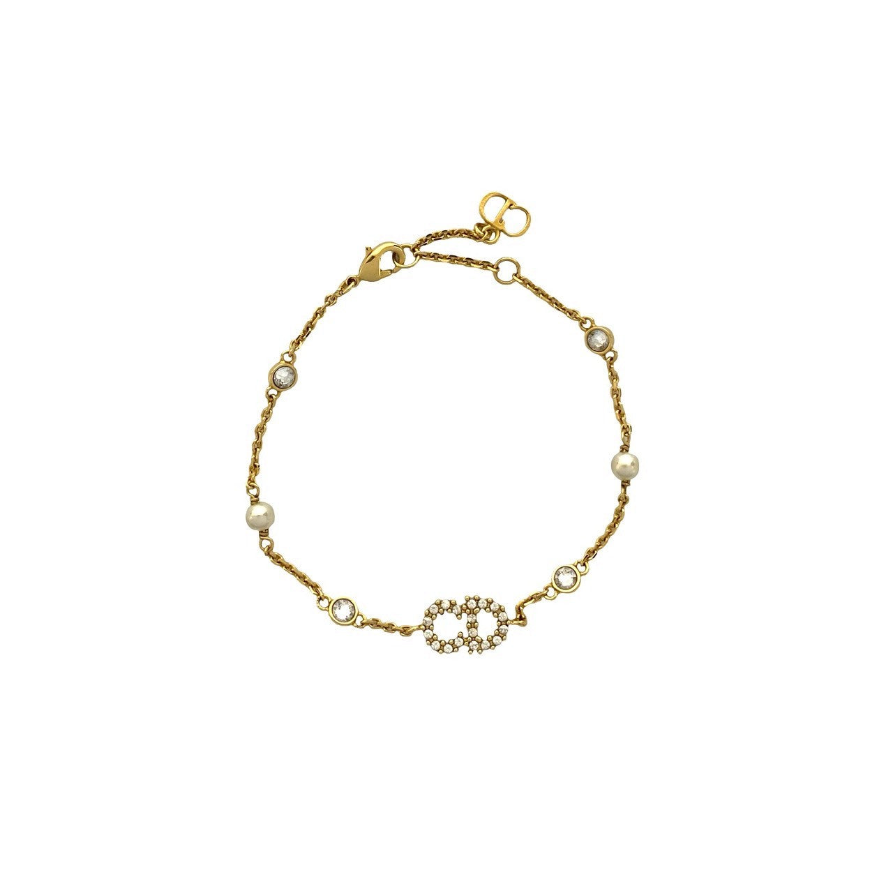 Christian Dior CD Logo Faux Pearl Bracelet