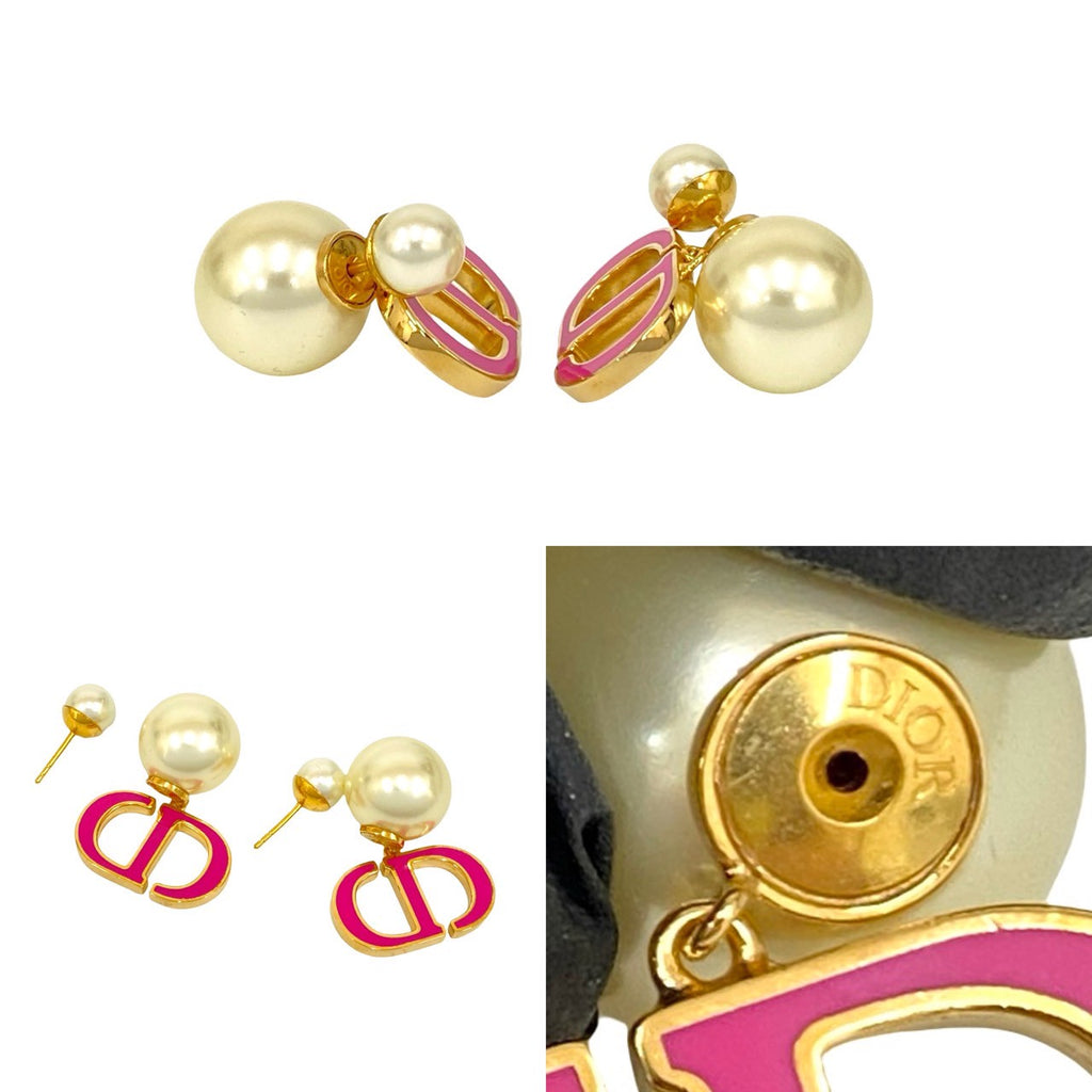 Christian Dior CD Logo Pearl Earrings