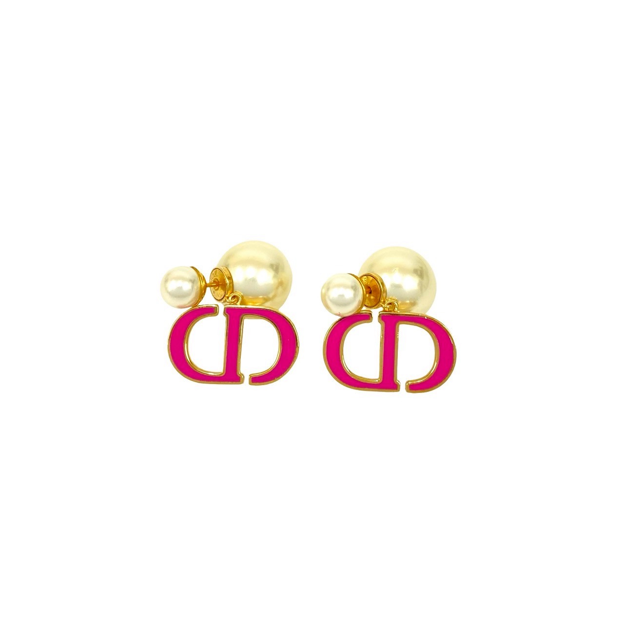 Christian Dior CD Logo Pearl Earrings