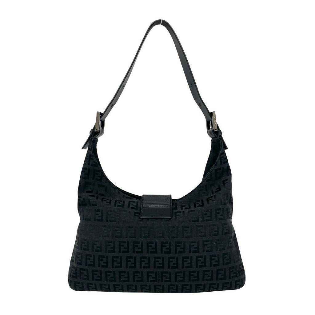 Fendi Zucchino FF Canvas Leather Shoulder Bag
