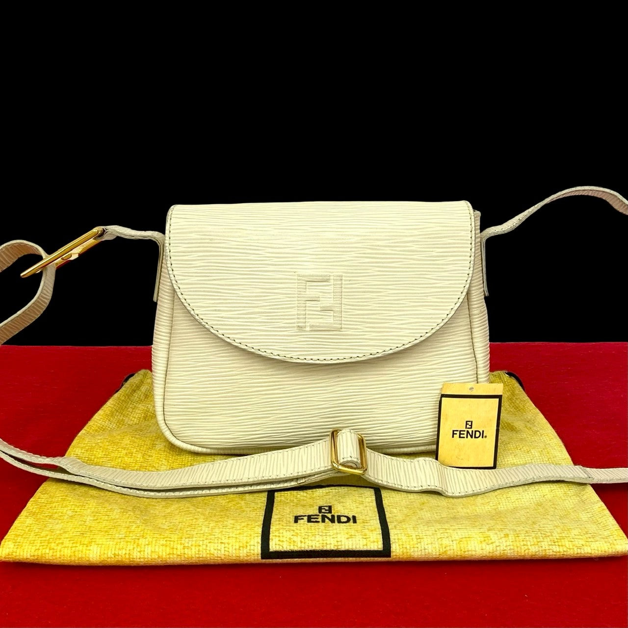 Fendi FF Logo Epi Leather Shoulder Bag