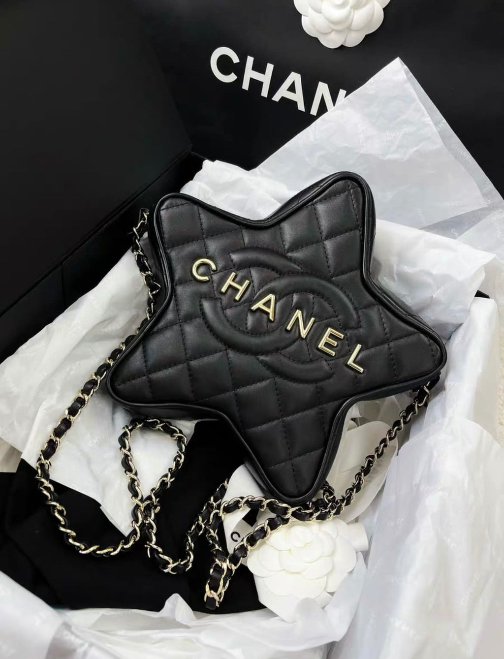 CHANEL 24C STAR BAG LAMBSKIN BLACK GHW