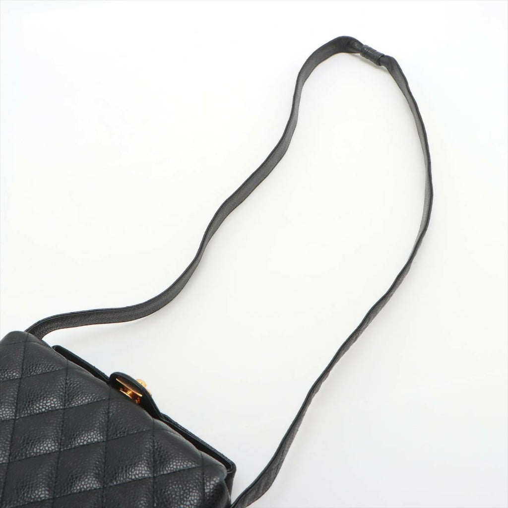 Chanel Vintage Black Gold Carved Buckle Box Bag