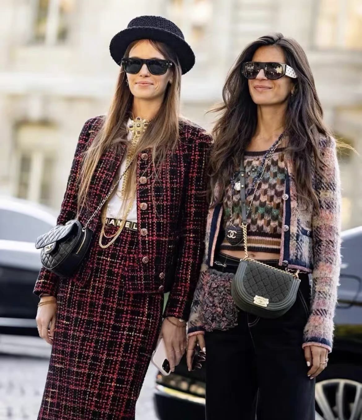 Chanel 22K red and black plaid tweed jacket size 34