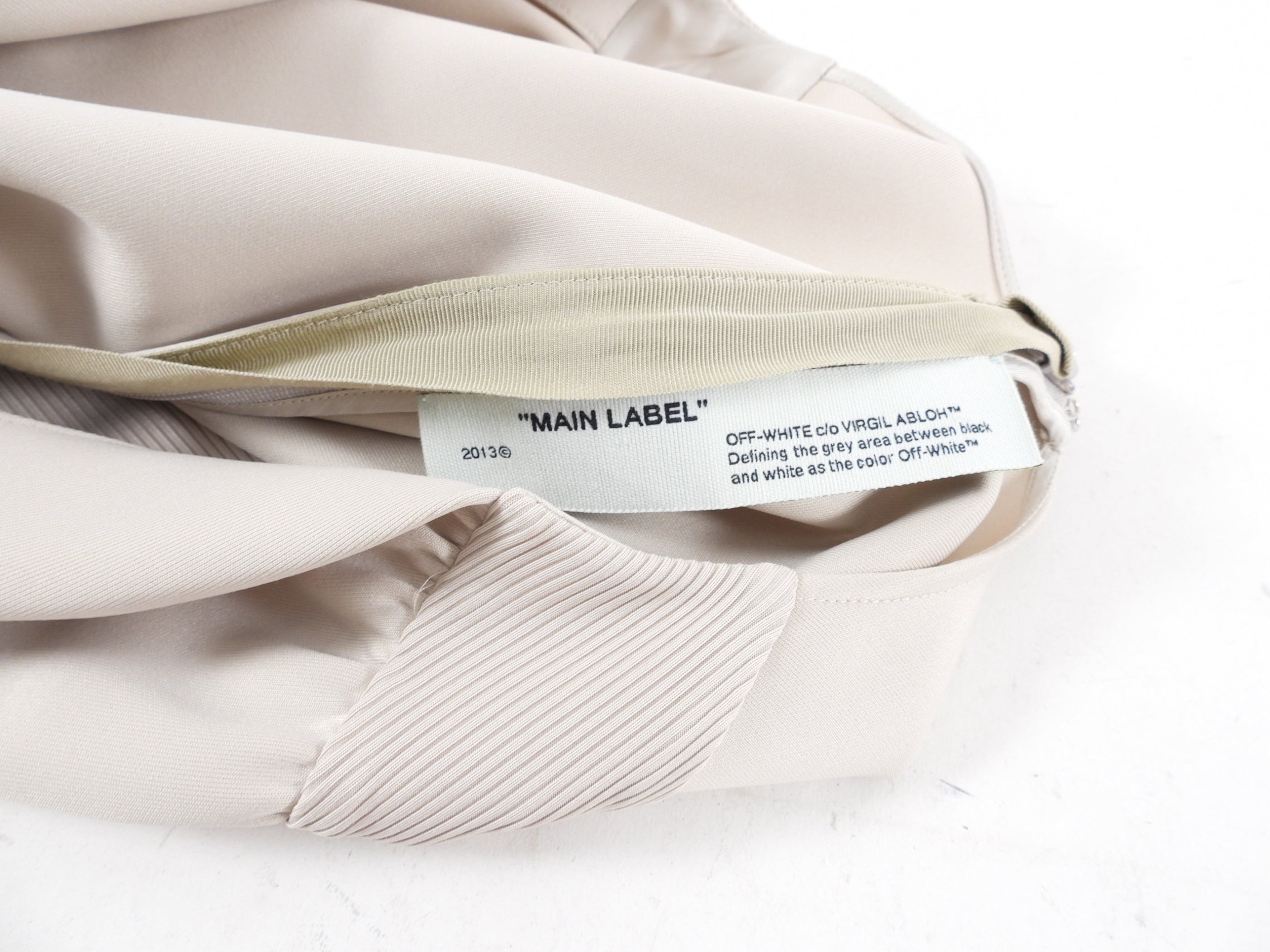 Off White Light Beige Jersey Wrap Dress with "Dress" Script - M (6/8)