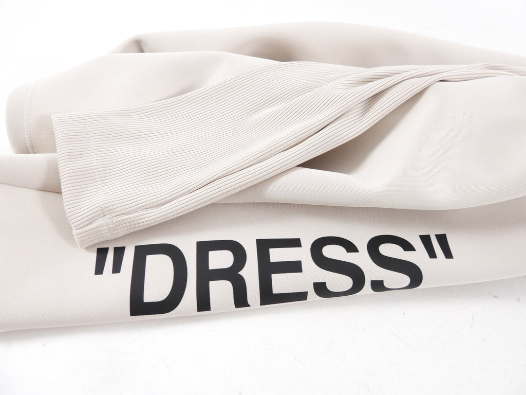 Off White Light Beige Jersey Wrap Dress with "Dress" Script - M (6/8)