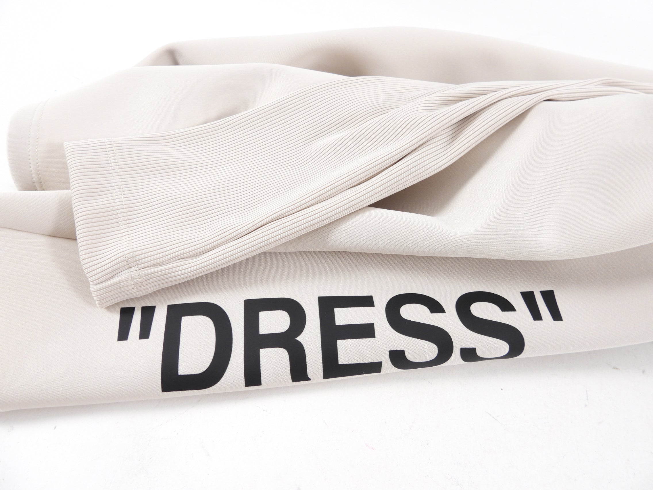 Off White Light Beige Jersey Wrap Dress with "Dress" Script - M (6/8)