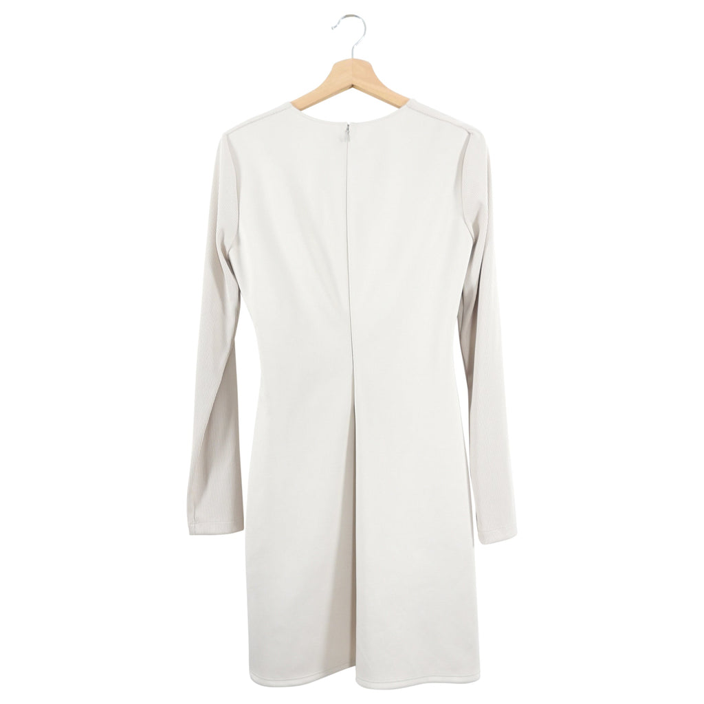 Off White Light Beige Jersey Wrap Dress with "Dress" Script - M (6/8)