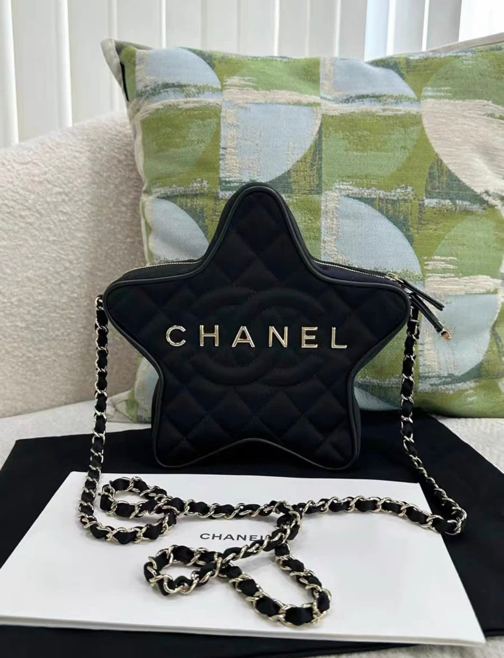 Chanel 24C black satin star bag