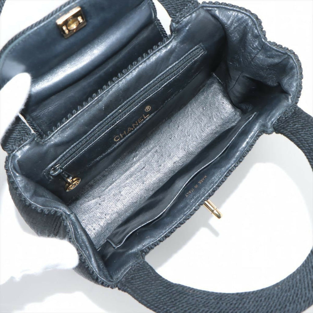 Chanel Vintage Black Caviar Rope-embellished Tote Bag