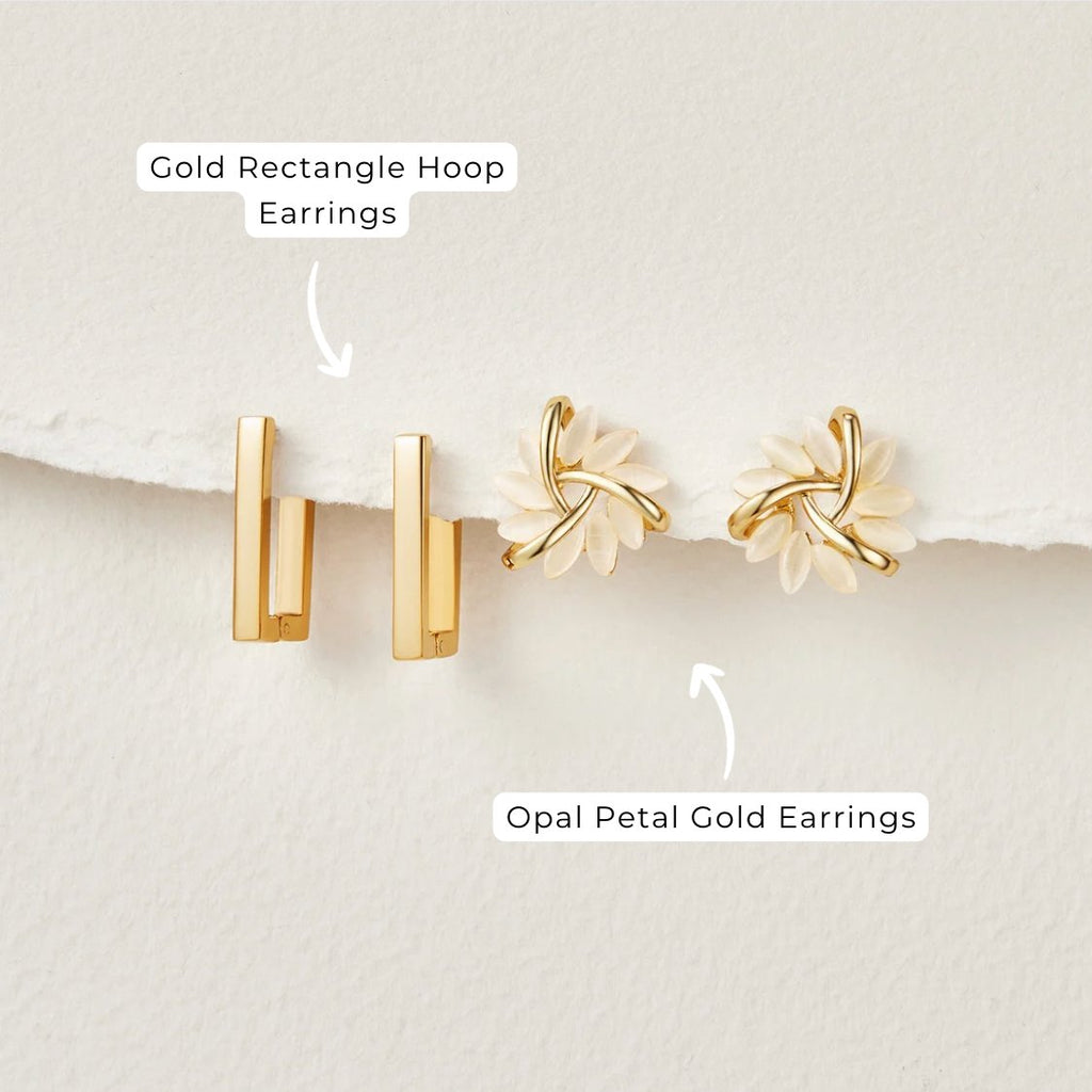 Opal Petal Gold Earrings