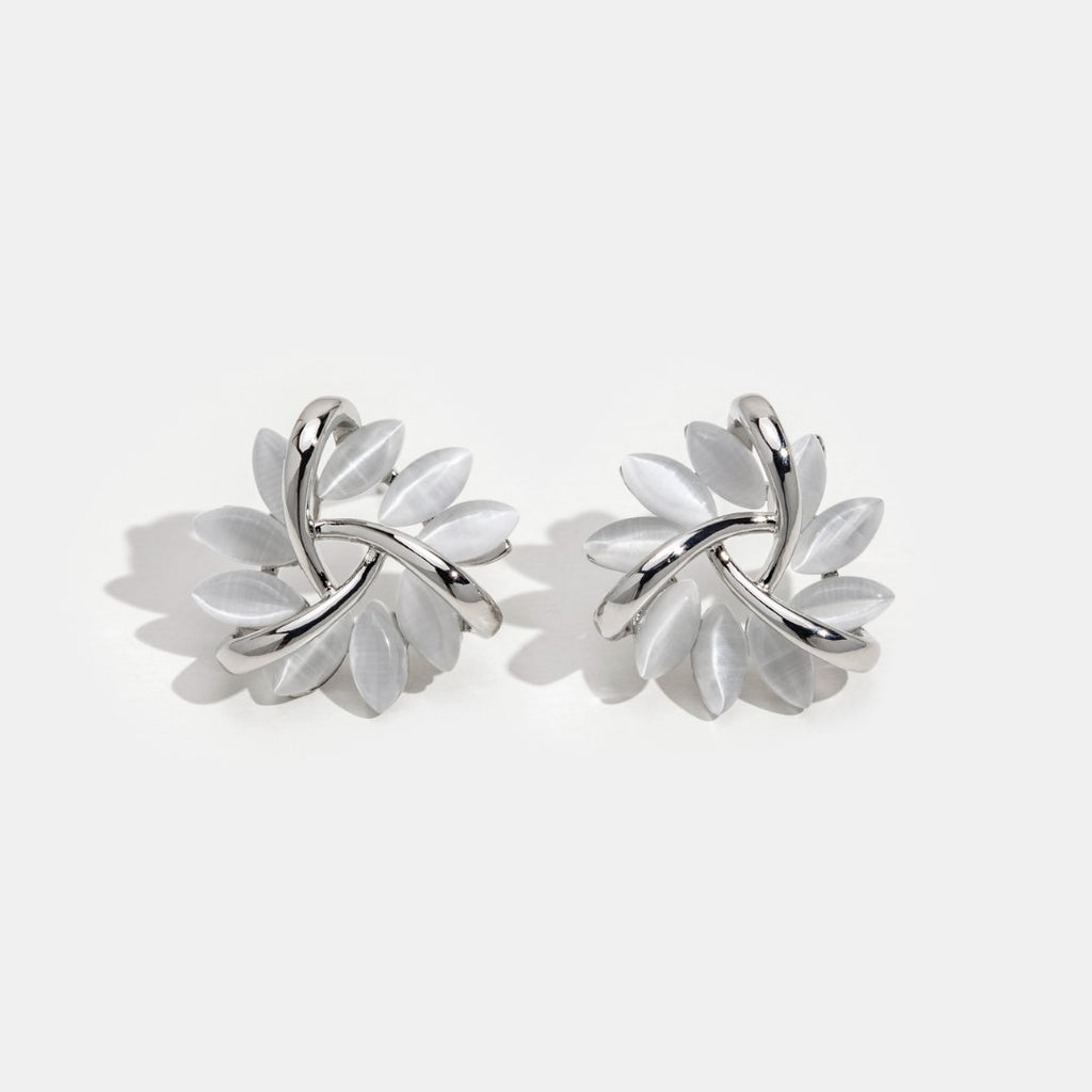 Opal Petal Silver Earrings