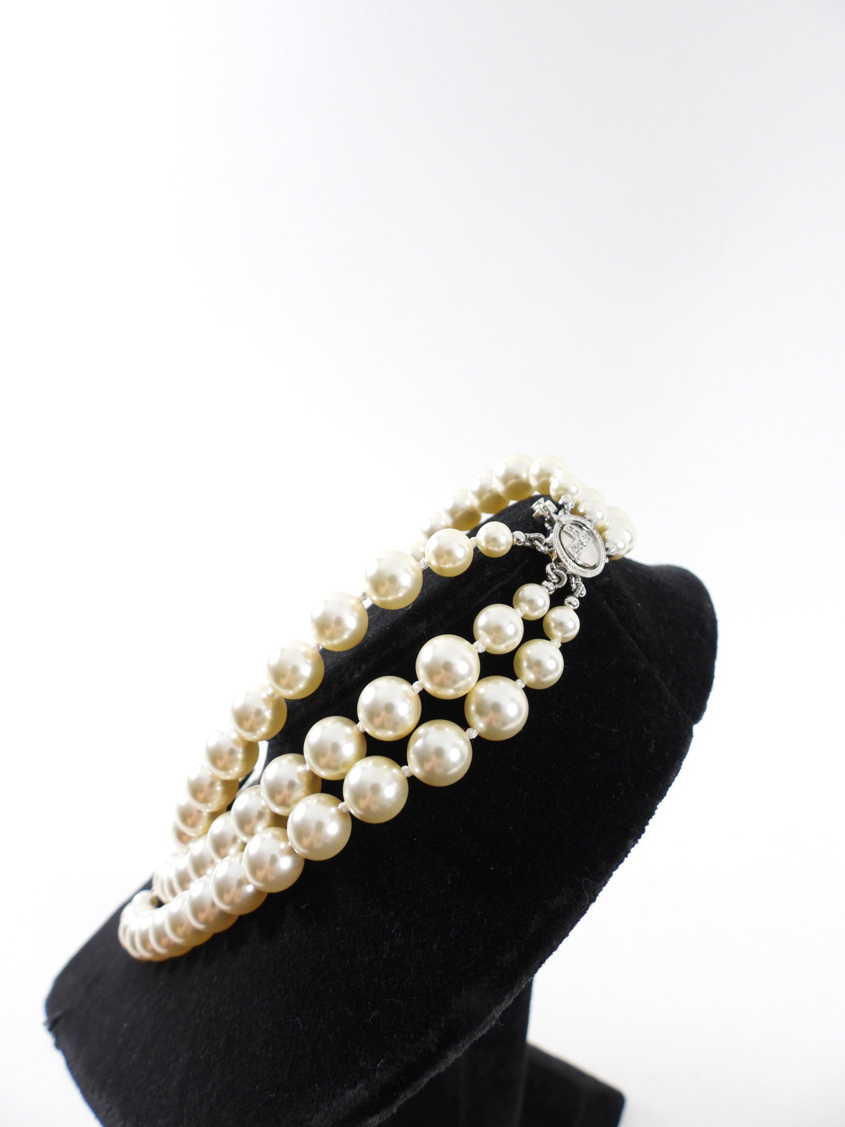 Vivienne Westwood Pearl and Crystal Orb Triple Choker Necklace
