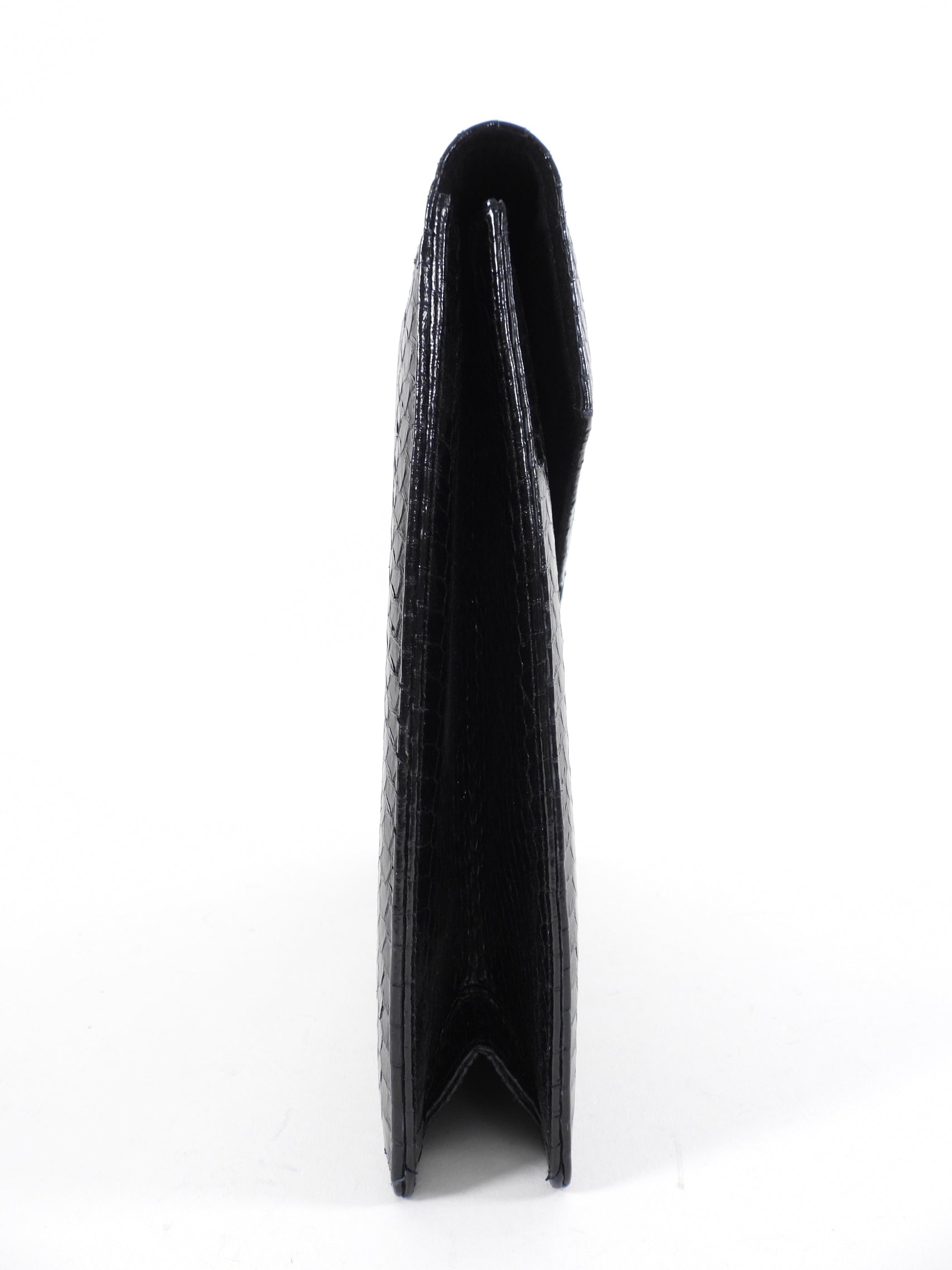 Oscar de la Renta Black Python Envelope Clutch Bag