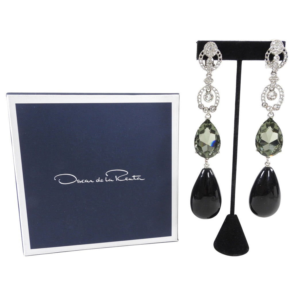 Oscar de la Renta Extra Long Rhinestone Earrings