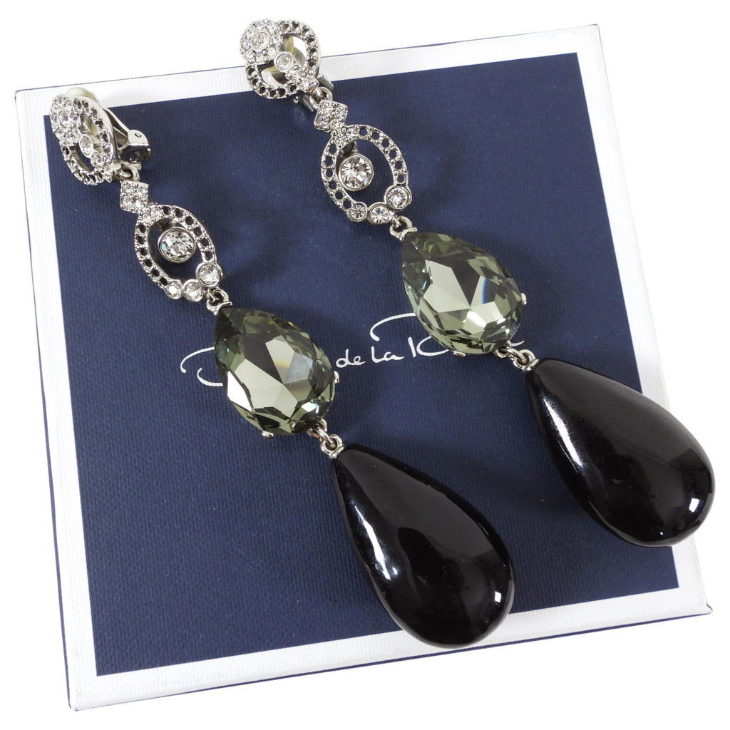 Oscar de la Renta Extra Long Rhinestone Earrings