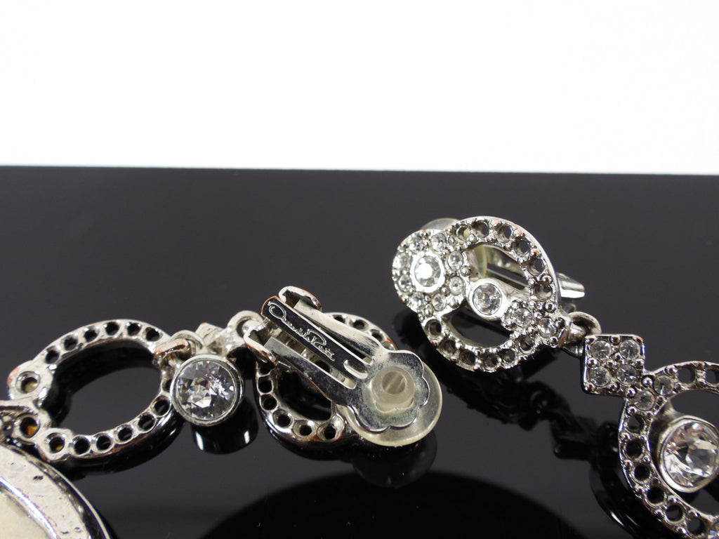Oscar de la Renta Extra Long Rhinestone Earrings