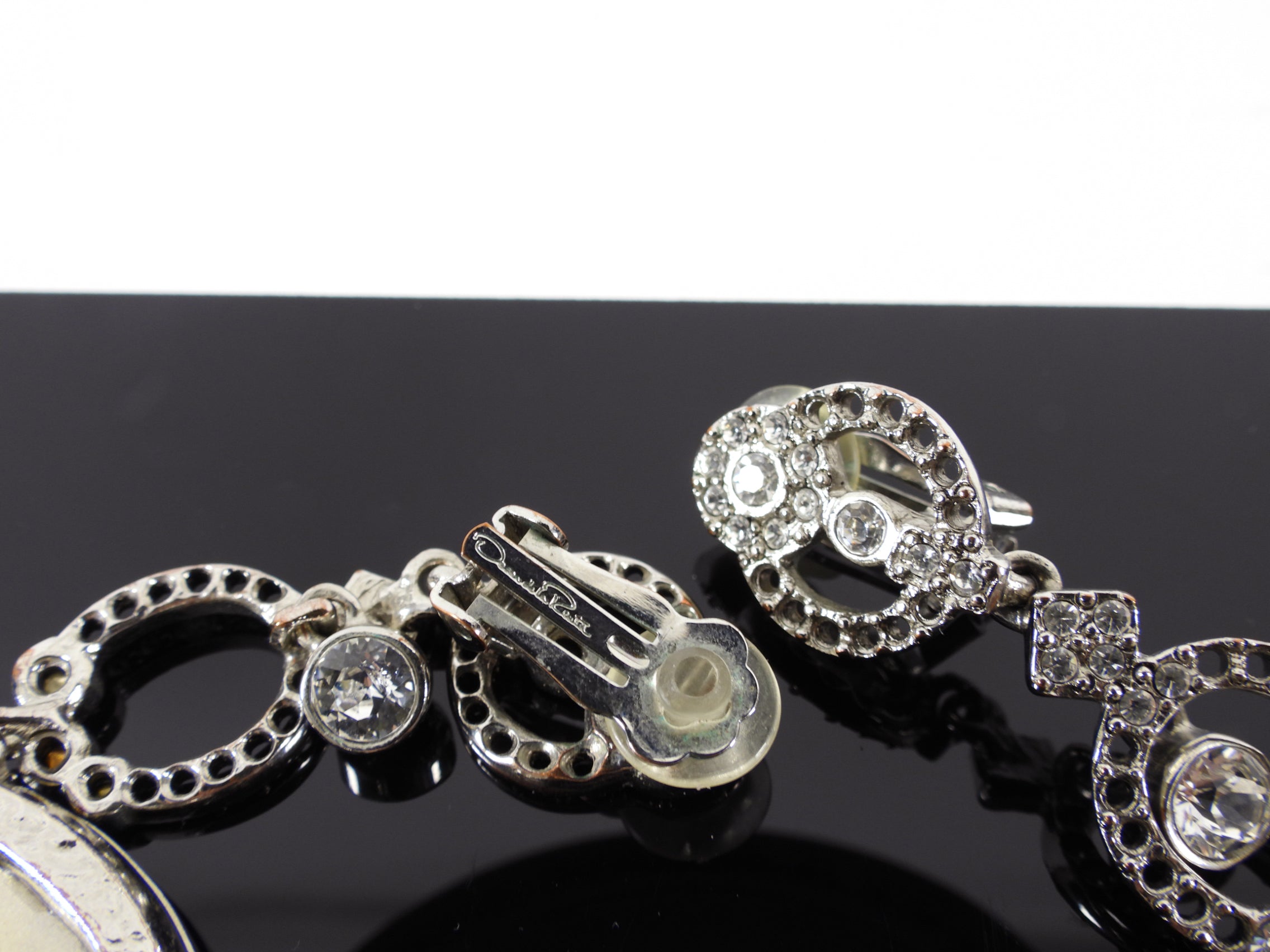 Oscar de la Renta Extra Long Rhinestone Earrings