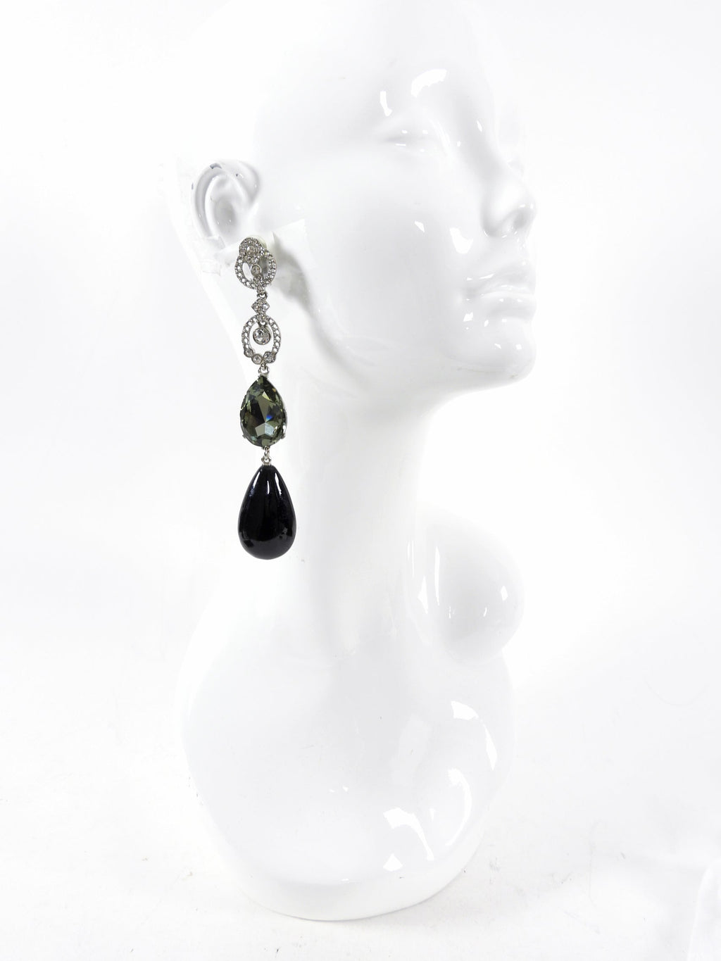 Oscar de la Renta Extra Long Rhinestone Earrings