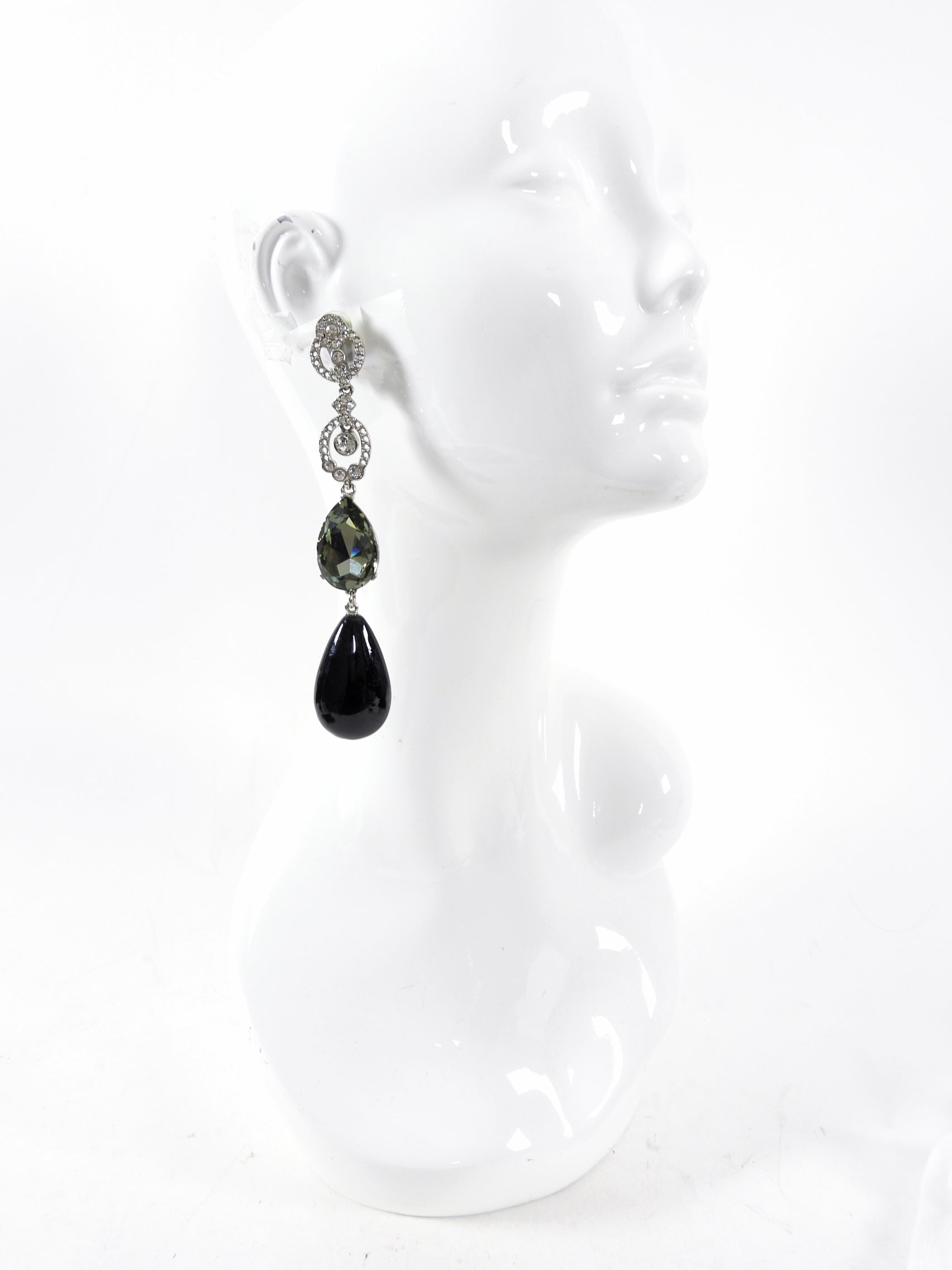 Oscar de la Renta Extra Long Rhinestone Earrings