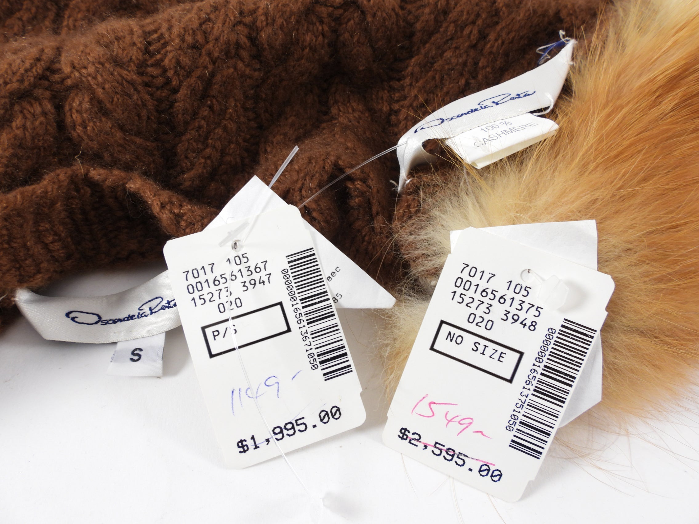 Oscar de la Renta Brown Cashmere Scarf and Sweater Set - S