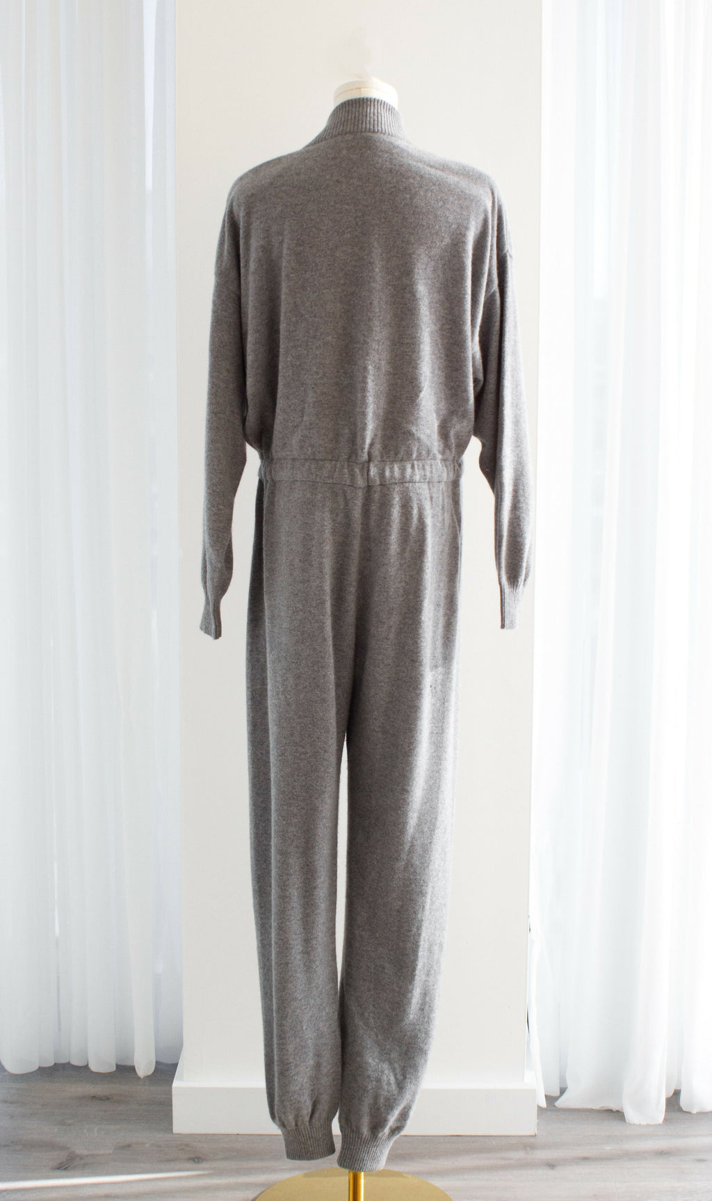 Rare Chanel F/W 1991 Grey White Pearl CC Cashmere Linda 91A Jumpsuit