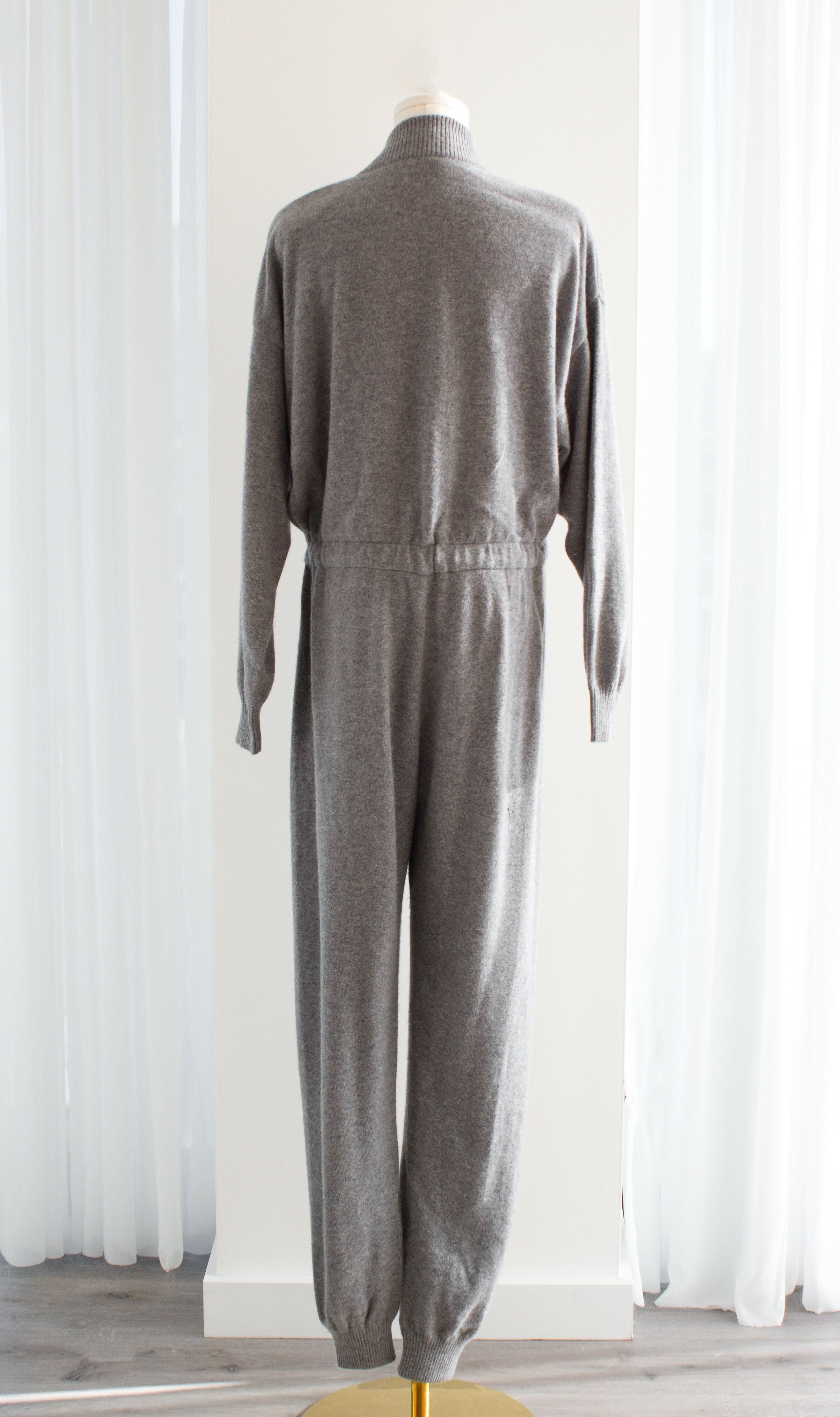 Rare Chanel F/W 1991 Grey White Pearl CC Cashmere Linda 91A Jumpsuit