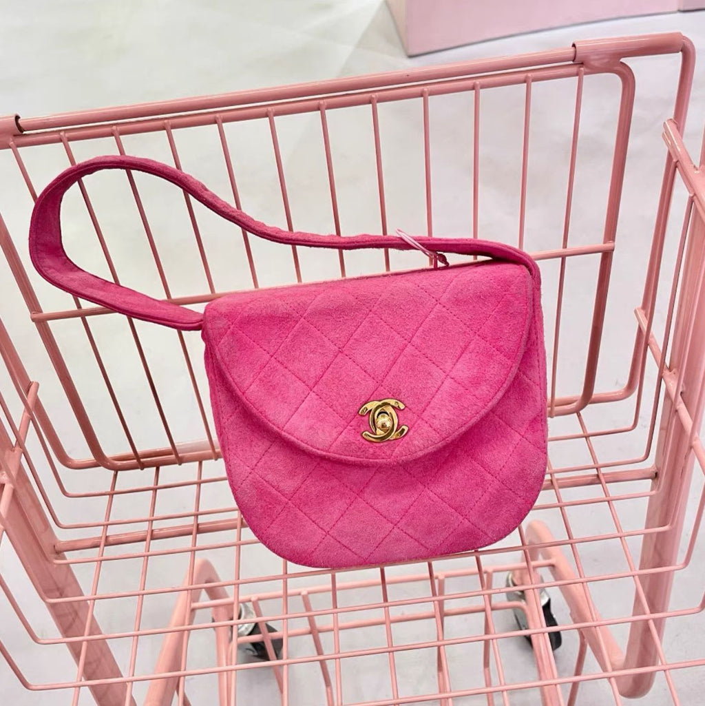 Chanel pink suede handbag