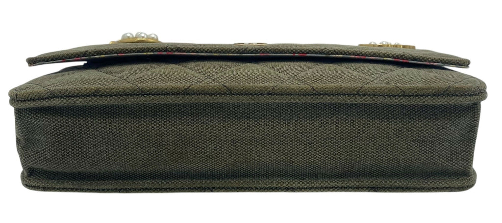 Chanel 17C Paris-Cuba Charms Military Green Canvas WOC Clutch Wallet on Chain