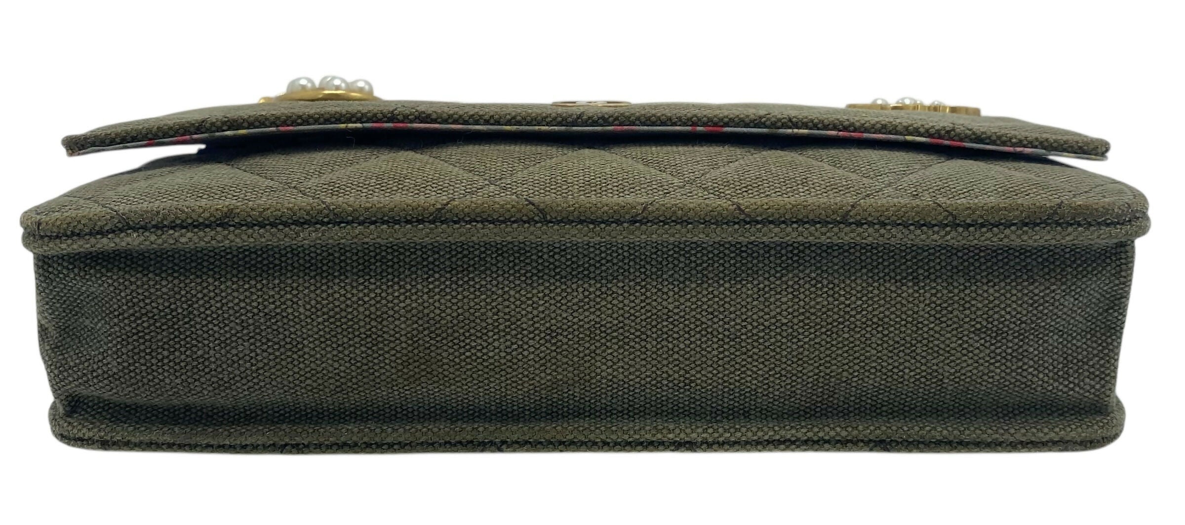 Chanel 17C Paris-Cuba Charms Military Green Canvas WOC Clutch Wallet on Chain