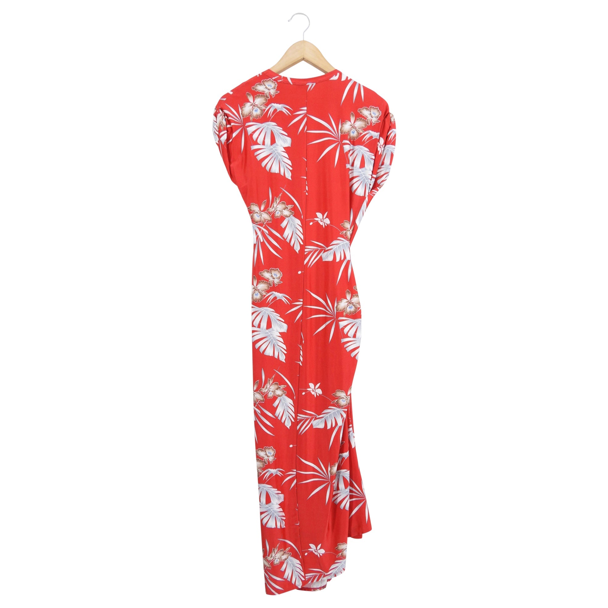 Paco Rabanne Red Tropical Floral Jersey Ruched Long Dress - FR36 / 4
