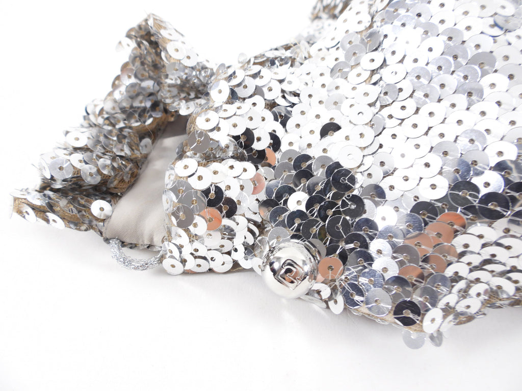 Paco Rabanne Silver Sequin Ruffle Party Dress - S