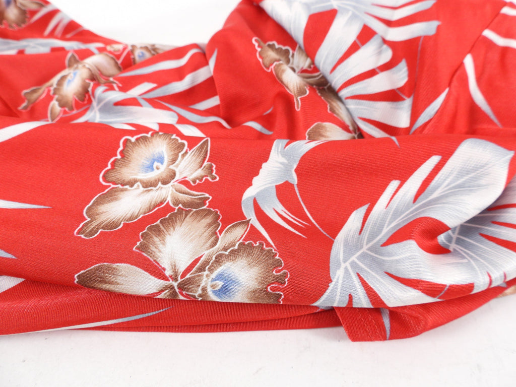 Paco Rabanne Red Tropical Floral Jersey Ruched Long Dress - FR36 / 4