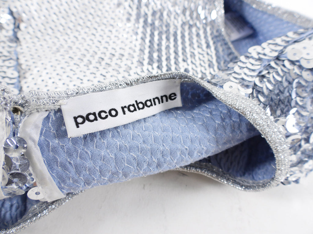 Paco Rabanne Silver Sequin Tie Crop Top - FR36 / 4