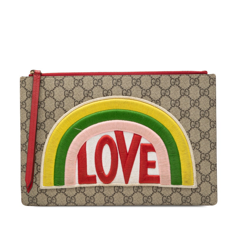 Gucci GG Supreme Rainbow LOVE PVC Clutch Bag
