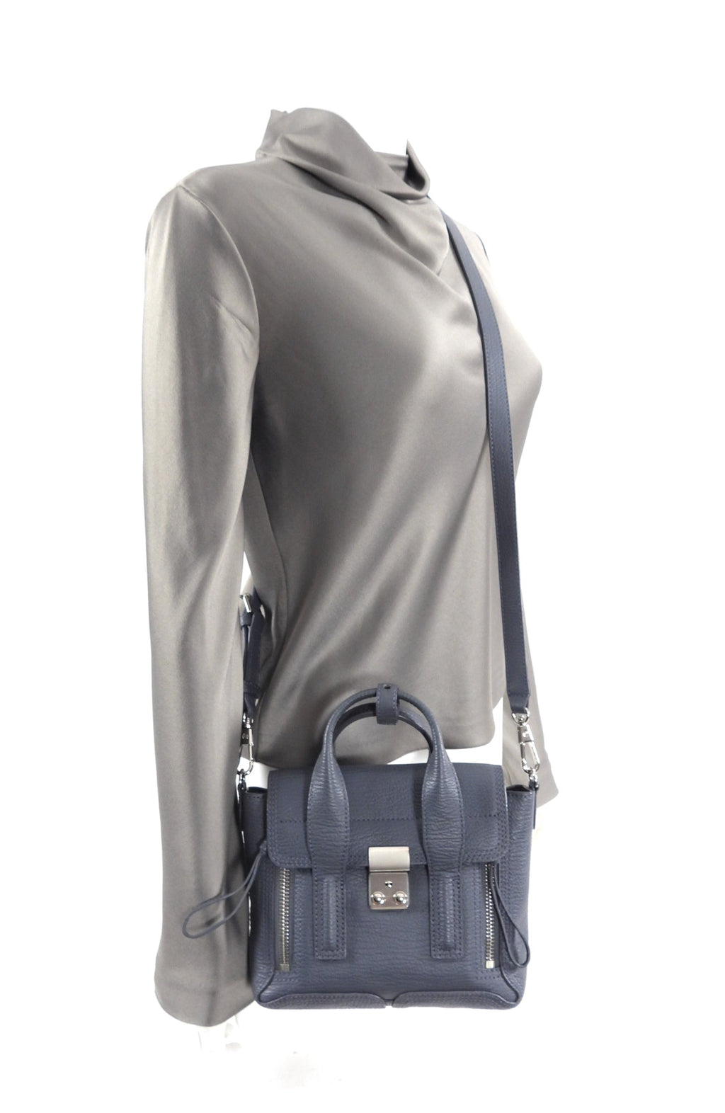 Phillip Lim Pashli Grey Grained Leather Mini Satchel Bag