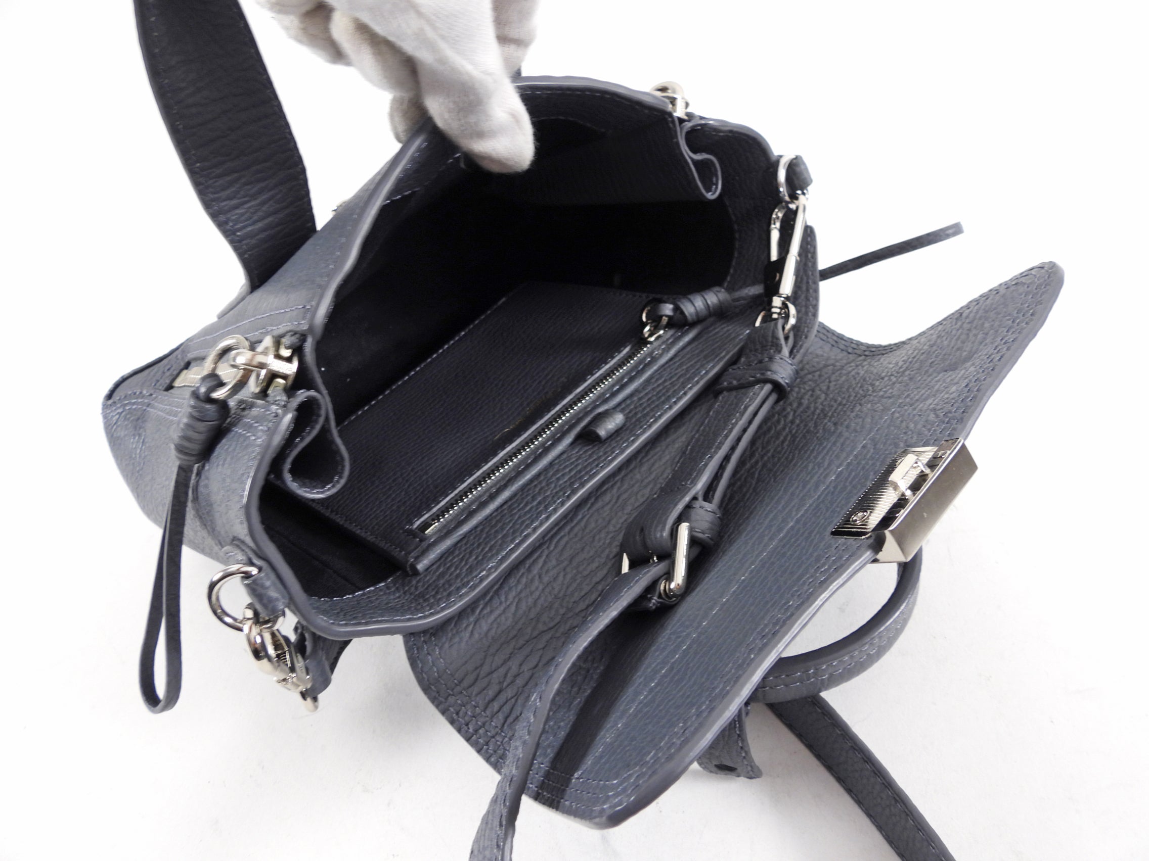 Phillip Lim Pashli Grey Grained Leather Mini Satchel Bag