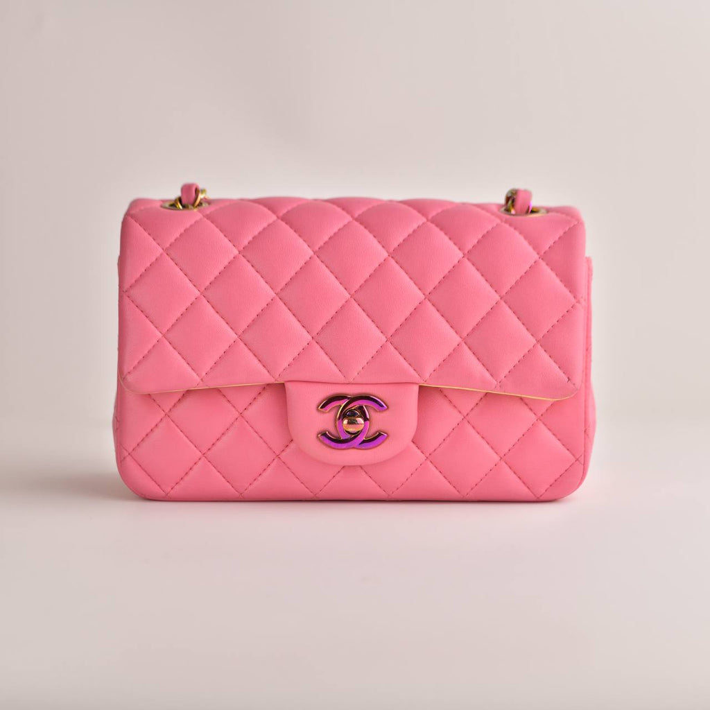 Chanel Quilted Pink Lambskin Single Flap Mini Bag