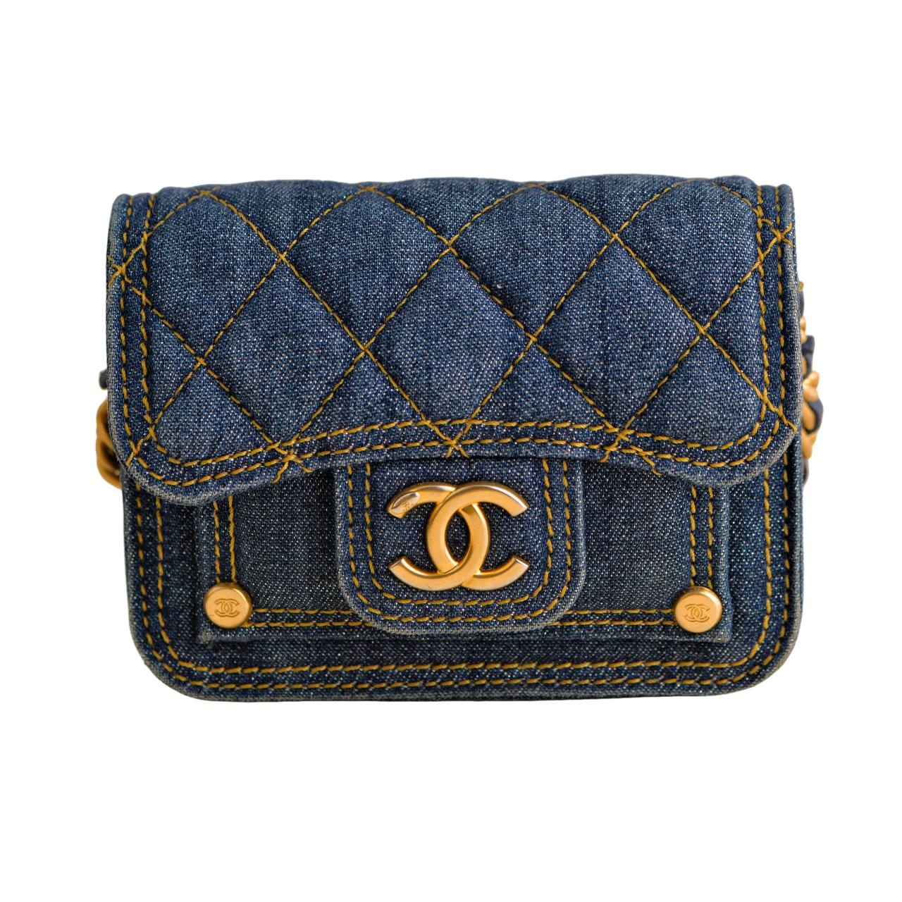 Chanel 23S Denim Quilted  Holder Shoulder Bag