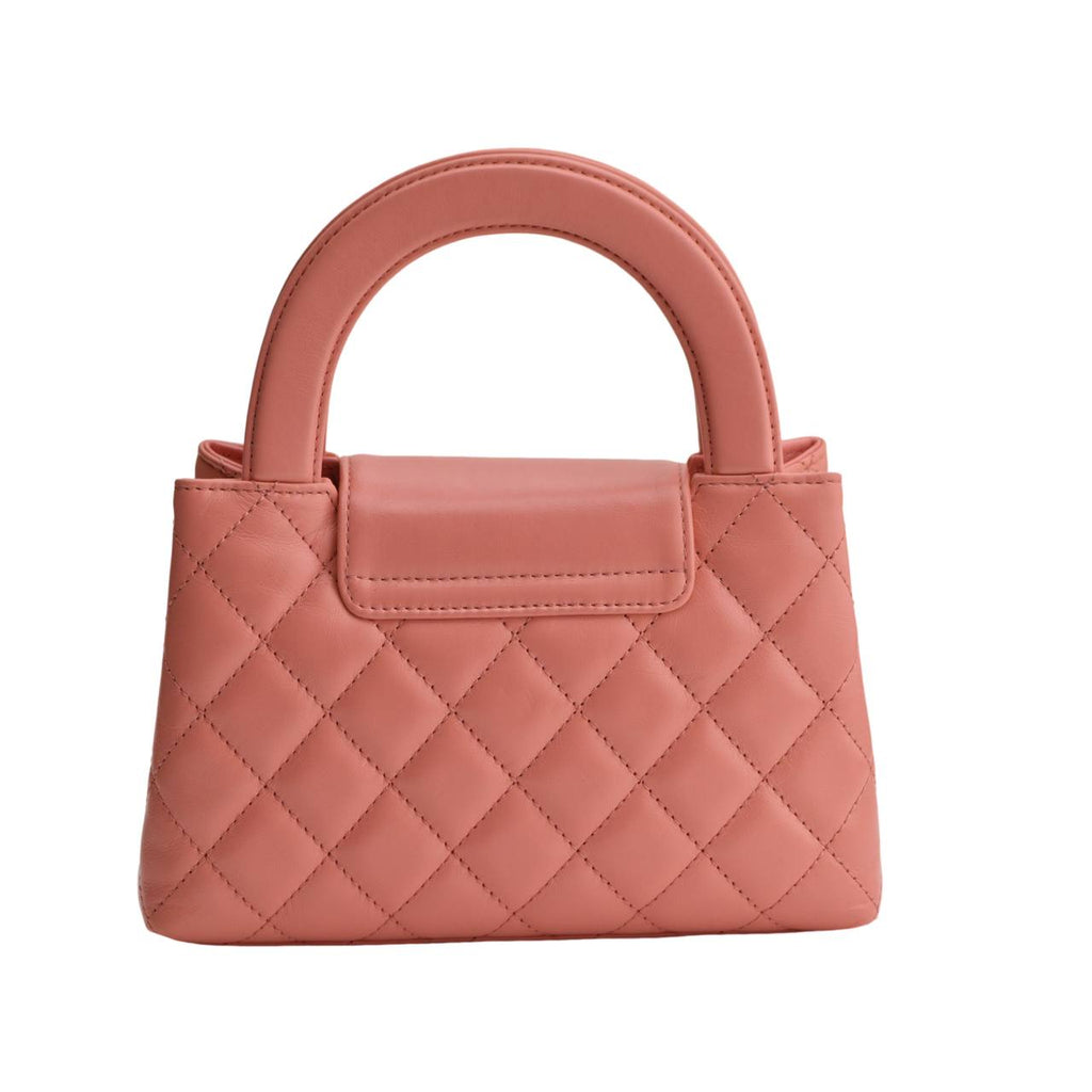 Chanel Nano Kelly Shiny Aged Calfskin Quilted Coral Pink Bag